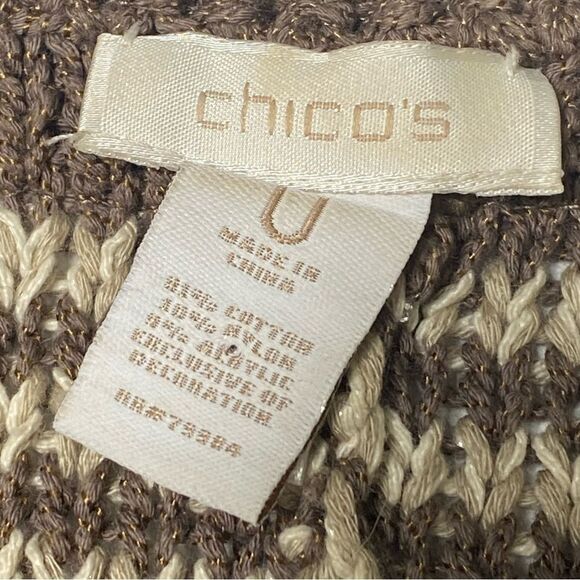 Chico's Chunky Knit Bell Sleeve Hook Front Fringe Cardigan Women's Size XS - Picture 4 of 16